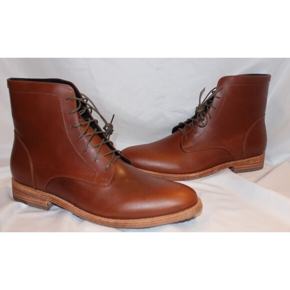 NISOLO MEN\'S LACE UP ANDRES LEATHER BOOTS BRANDY $260 NIB‎ main image 6